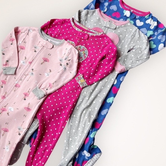 x4 Carter’s 18M Girls Full-Zip Long-Sleeve Footed Pajama Sleeper Bundle - Picture 3 of 8